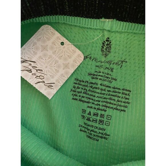 NWT Free People women's Ribbed Athletic Shorts Black Waistband & Green Body M/L - Picture 7 of 8